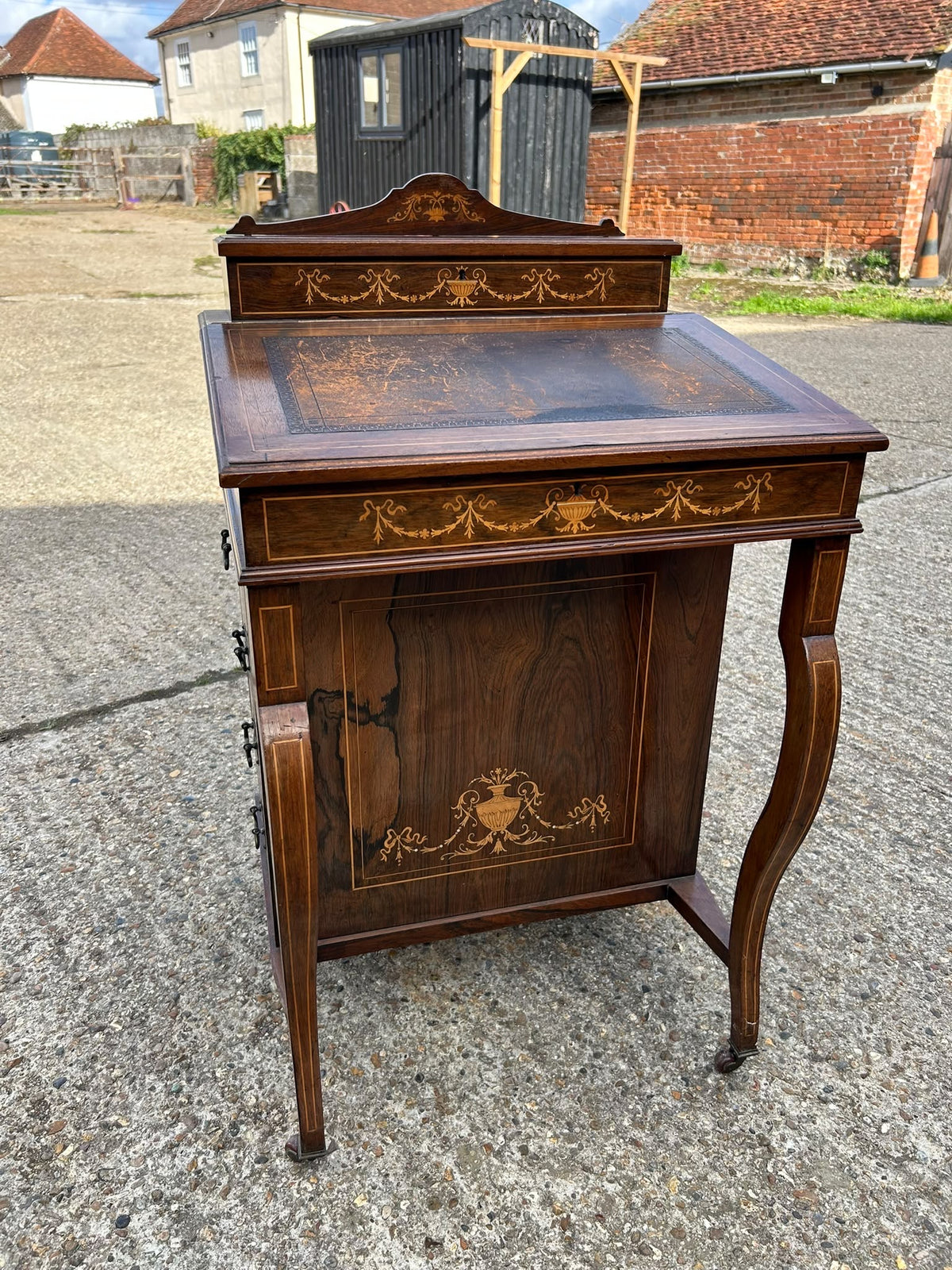 Antique Sheraton Revival Rosewood Davenport Writing Desk