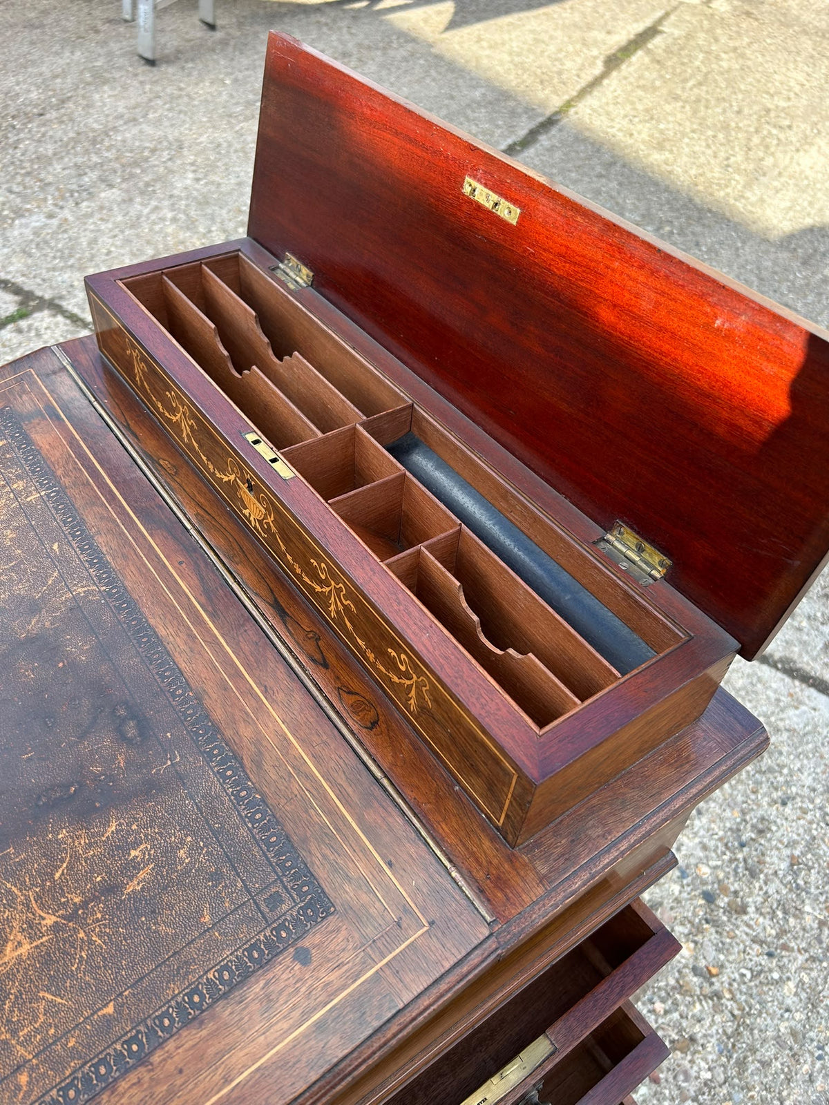 Antique Sheraton Revival Rosewood Davenport Writing Desk