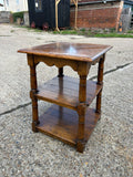Vintage Oak Tiered Lamp / Side Table