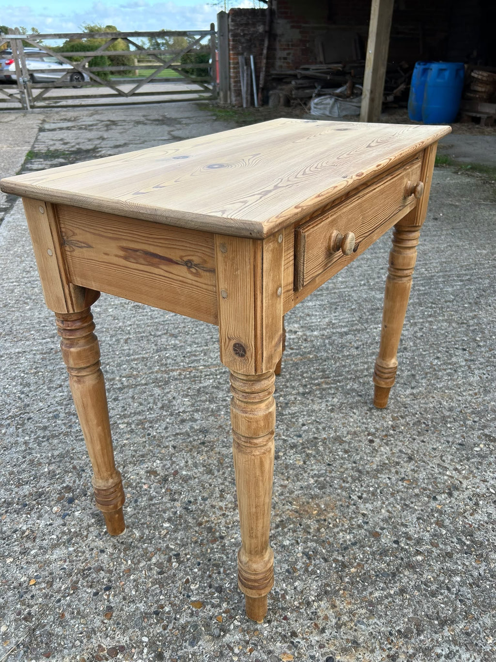 Pine Side Table / Hall Table with Large Drawer