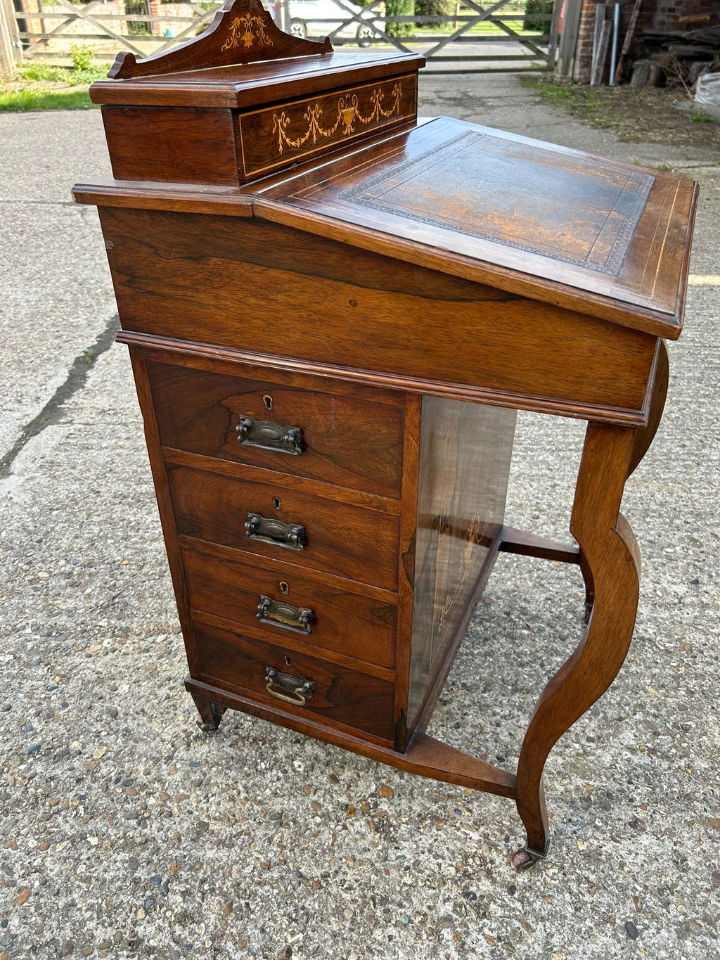 Antique Sheraton Revival Rosewood Davenport Writing Desk