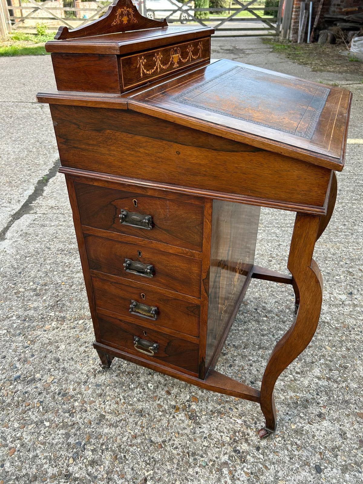 Antique Sheraton Revival Rosewood Davenport Writing Desk